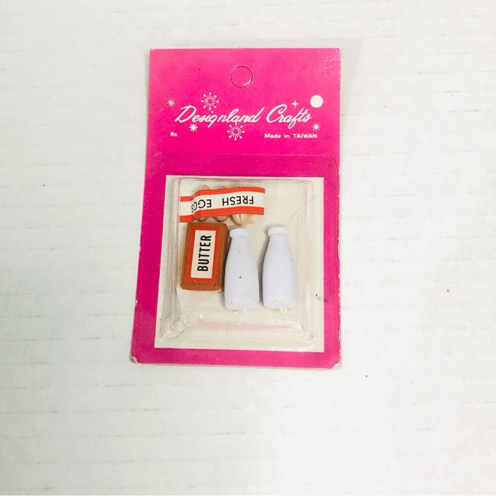 dollhouse wooden miniatures kitchen food eggs milk butter 1:12 scale doll dioram